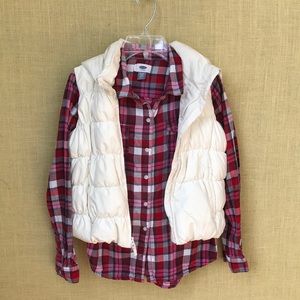 Bundle! Gap Puffer Vest w/Sherpa Hood & ON Flannel